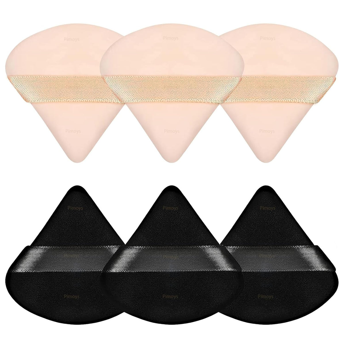 6 Pcs Powder Puff, Face Soft Triangle Makeup Puff Velour Makeup Sponge for Loose Powder (Black)