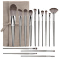 Makeup Brushes, 14 Pcs Professional Makeup Brush Set, Eye and Face Foundation Brush Set, Eyeshadow Brushes, Cosmetic Brushes, with PU Bag, Grayish